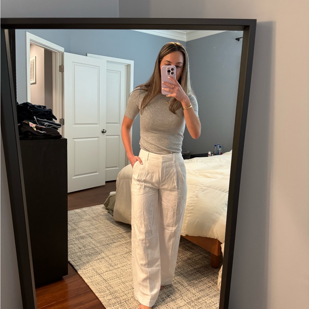 Aritzia White Linen Effortless Pants